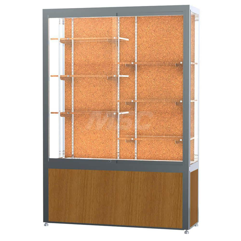 Bookcases; Color: Light Oak; Number of Shelves: 6; Width (Decimal Inch): 48.0000; Depth (Inch): 16; Material: Anodized Aluminum/Vinyl; Material: Anodized Aluminum/Vinyl