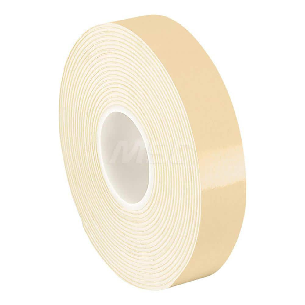 White Double-Sided Polyethylene Foam Tape: 1/2″ Wide, 5 yd Long, 62 mil Thick, Acrylic Adhesive