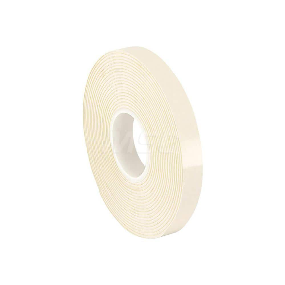 White Double-Sided PVC & Foam Tape: 1″ Wide, 5 yd Long, 62.5 mil Thick, Acrylic Adhesive