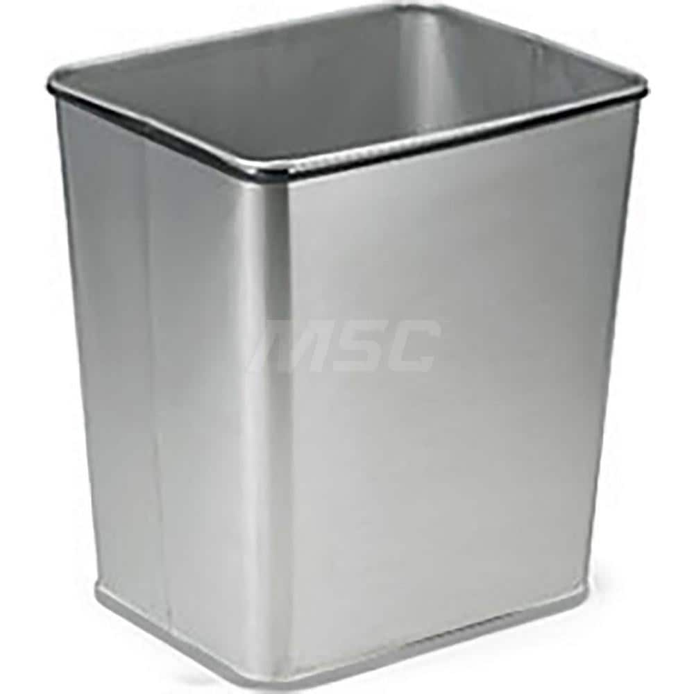 Trash Cans & Recycling Containers; Product Type: Trash Can; Container Capacity: 28 qt; Container Shape: Rectangle; Lid Type: No Lid; Container Material: Stainless Steel; Color: Gray; Finish: Stainless Steel; Graphic: None; Compatible Recyclable Material: