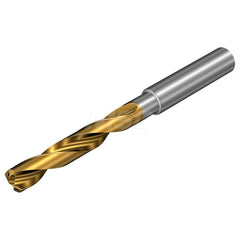 Taper Length Drill Bit: 0.3858″ Dia, 147 ° Coated, 3.7795″ Flute Length, 5.4724″ OAL, RH Cut, Spiral Flute, Cylindrical Shank, Series CoroDrill 860