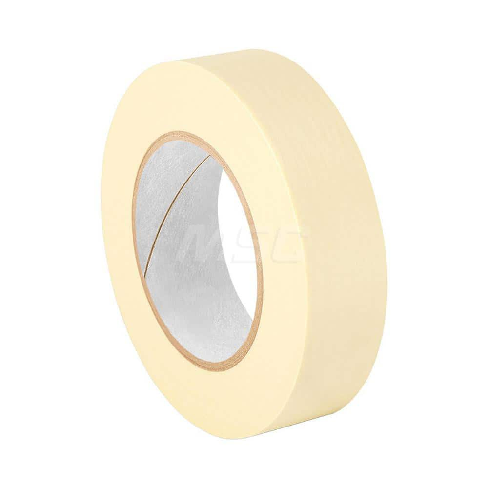 Masking Tape: 1-1/2″ Wide, 60 yd Long, 5 mil Thick, Tan Crepe Paper, Rubber Adhesive, 20 lb/in Tensile Strength