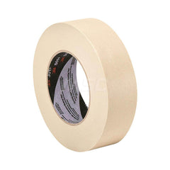 High Temperature Masking Tape: 1-1/2″ Wide, 60 yd Long, 6.3 mil Thick, Tan Crepe Paper, Rubber Adhesive, 28 lb/in Tensile Strength