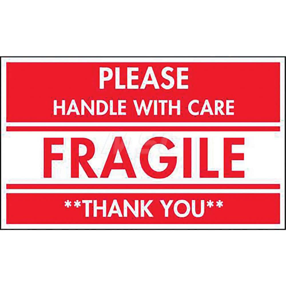 Safety Label: ″Fragile, Thank You″, Rectangle, 5″ Wide, 3″ High Paper