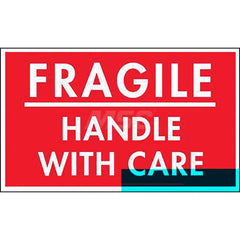 Care Instructions Label: ″Fragile, Handle with Care″, Rectangle, 5″ Wide, 3″ High Paper