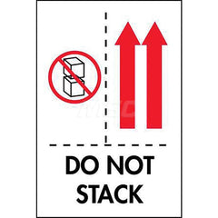 Care Instructions Label: ″Do Not Stack″, Rectangle, 4″ Wide, 6″ High Paper