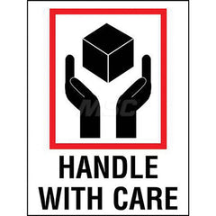 Care Instructions Label: ″Handle with Care″, Rectangle, 3″ Wide, 4″ High Paper