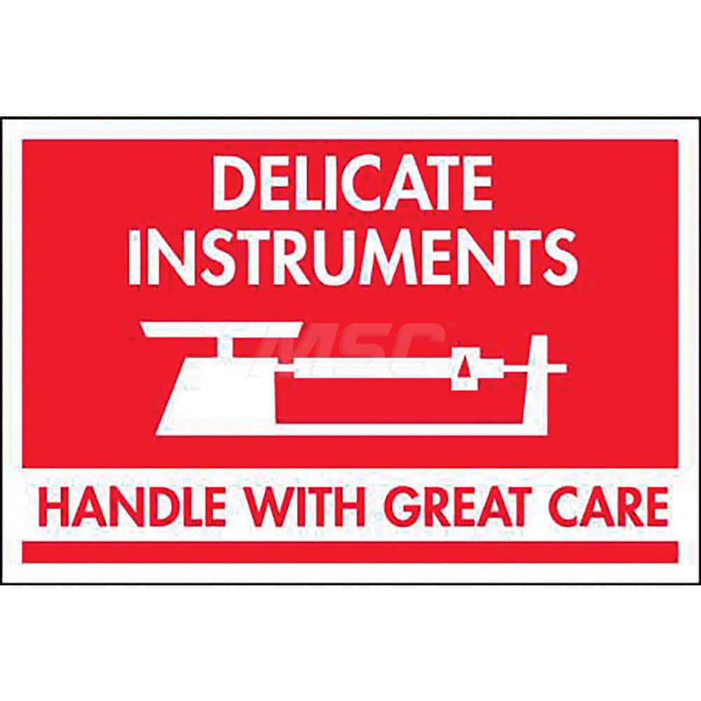 Care Instructions Label: ″Delicate Instruments, Handle With Great Care″, Rectangle, 3″ Wide, 2″ High Paper