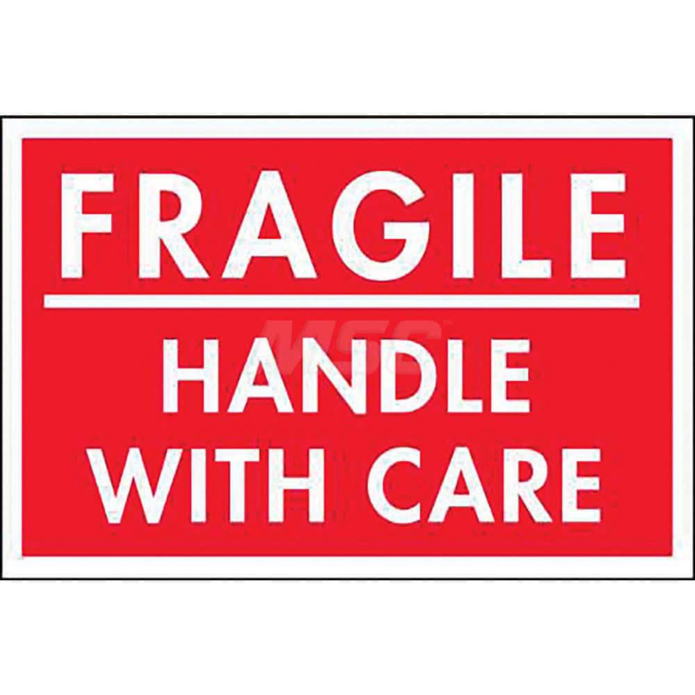 Care Instructions Label: ″Fragile Handle with Care″, Rectangle, 3″ Wide, 2″ High Paper