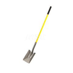 Digging Shovel: Steel, 12″ Blade Length, 9.5″ Blade Width 48″ Fiberglass Straight Handle