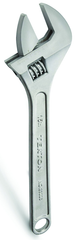 1-3/4'' Opening - 15'' OAL - Chrome Plated Adjustable Wrench - Best Tool & Supply