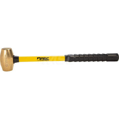 6 lb Brass Sledge Hammer, Non-Sparking, Non-Marring, 2 ™ Face Diam, 4-1/2 ™ Head Length, 25 ™ OAL, 21-1/2 ™ Fiberglass Handle, Double Faced