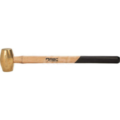 6 lb Brass Sledge Hammer, Non-Sparking, Non-Marring, 2 ™ Face Diam, 4-1/2 ™ Head Length, 24 ™ OAL, 21 ™ Wood Handle, Double Faced