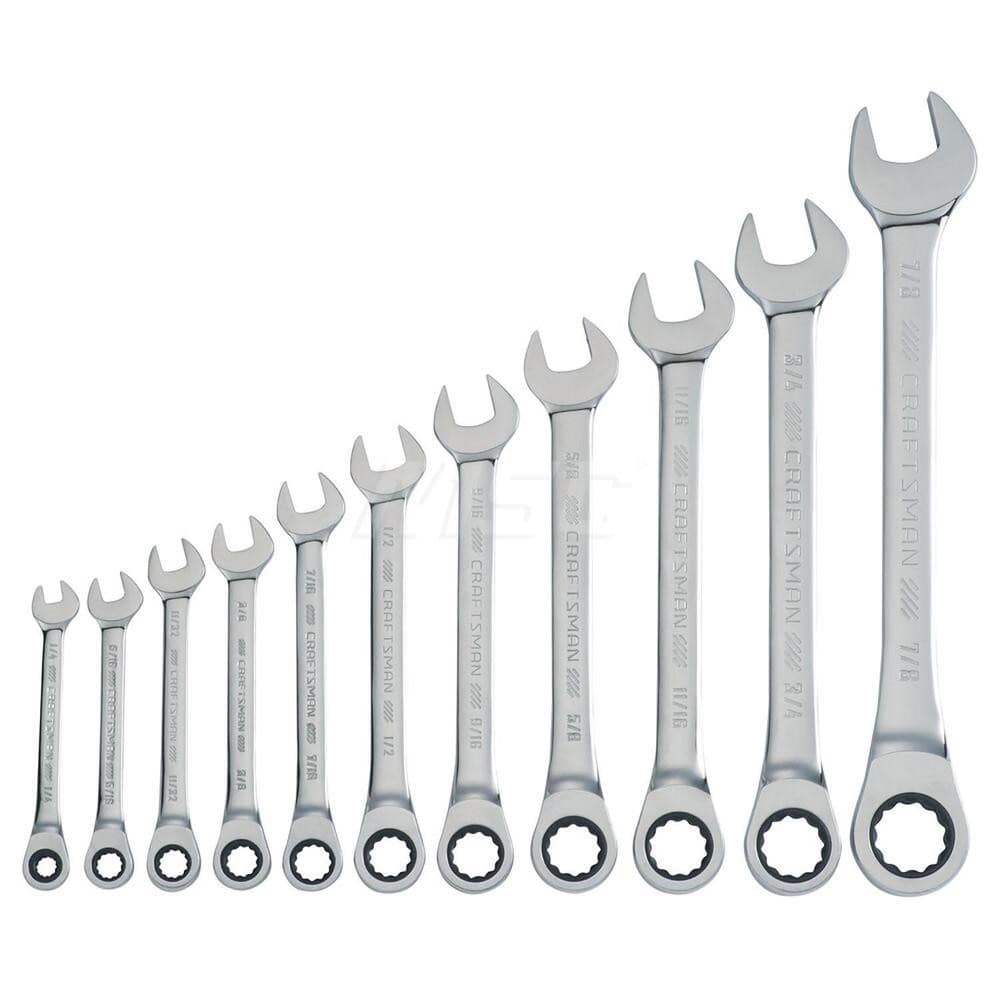 Wrench Set: 11 Pc, Inch Polished Chrome Finish