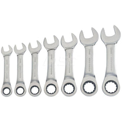 Wrench Set: 7 Pc, Metric Polished Chrome Finish