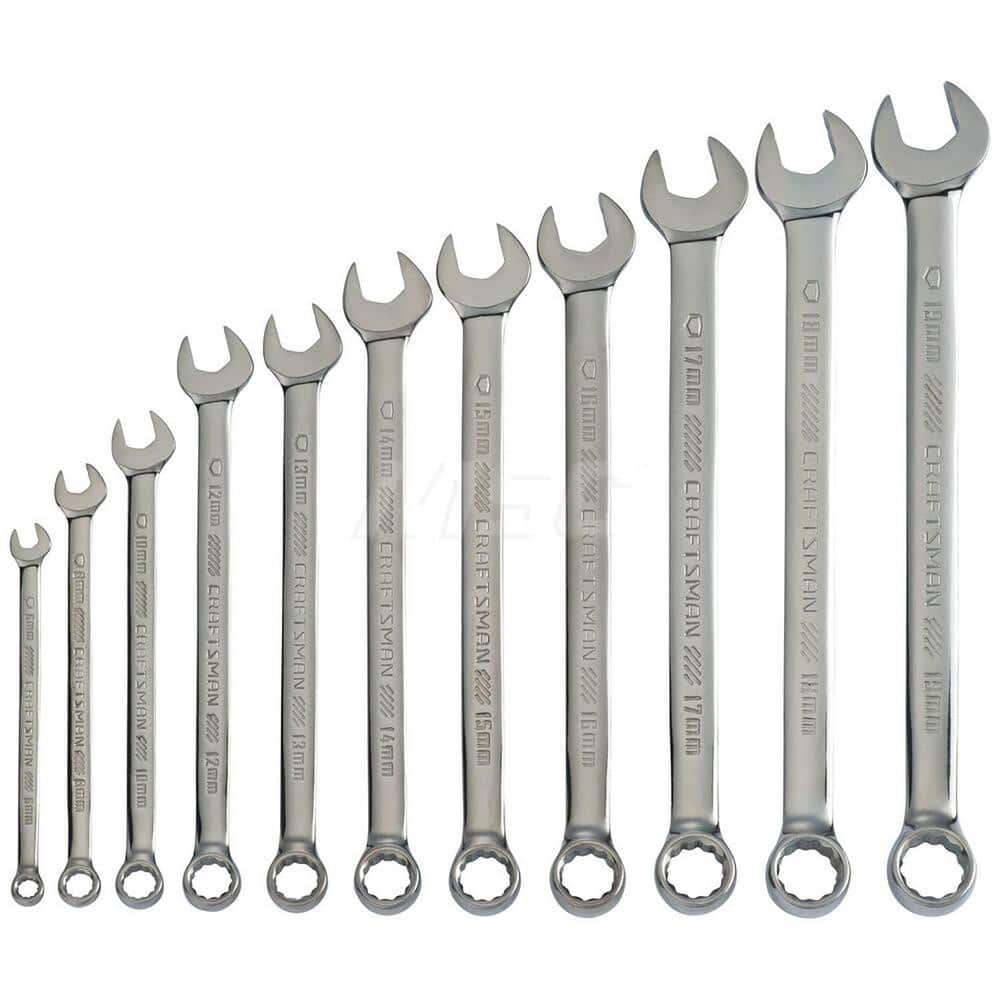 Wrench Set: 11 Pc, Metric Chrome-Plated