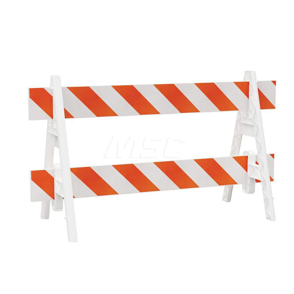 Traffic Barricades; Type: A-Frame; Barricade Height (Inch): 40; Material: Plastic; Barricade Width (Inch): 29; Reflective: Yes; Compliance: None; Color: White; Weight (Lb.): 6.0000; Top Panel Height (Inch): 8; Top Panel Width (Inch): 120; Bottom Panel Hei