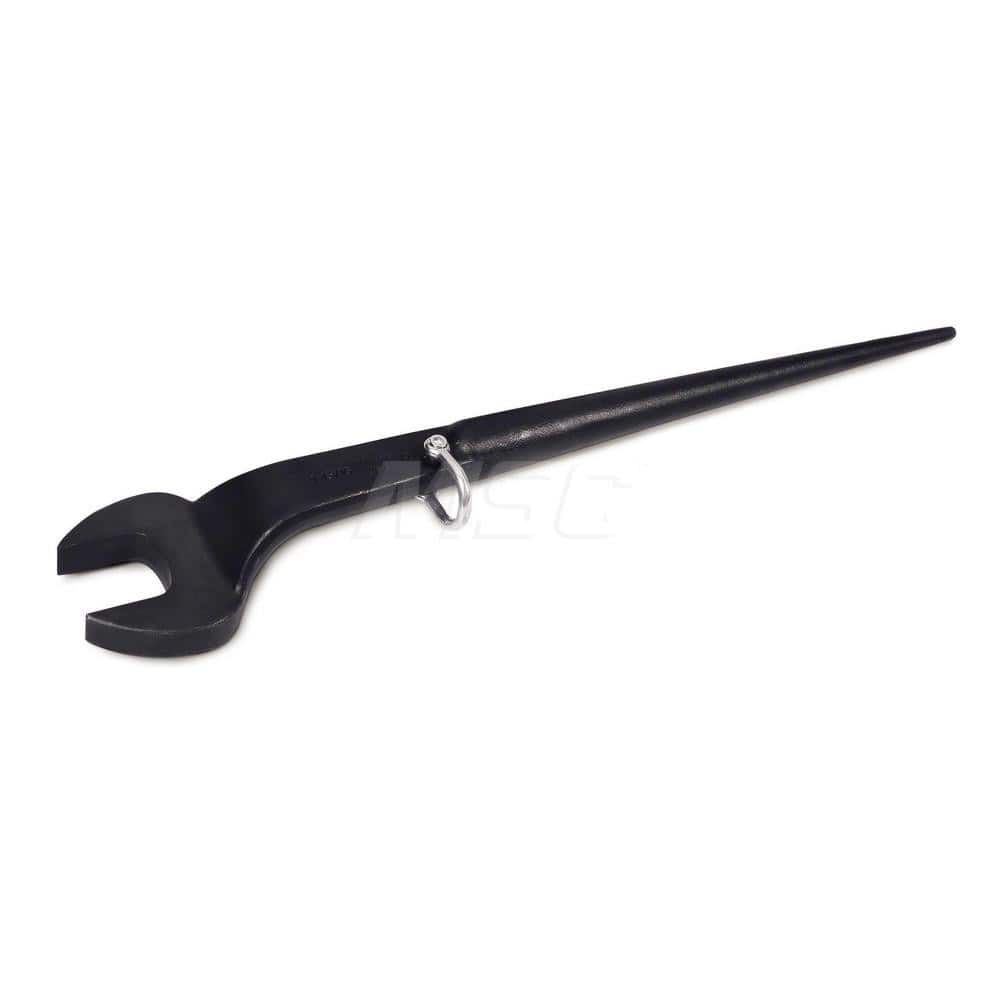 Tethered & Spud Handle Open End Wrench: Open End Head, 2″ 23-3/4″ OAL, Steel, Black Matte & Black Oxide Finish