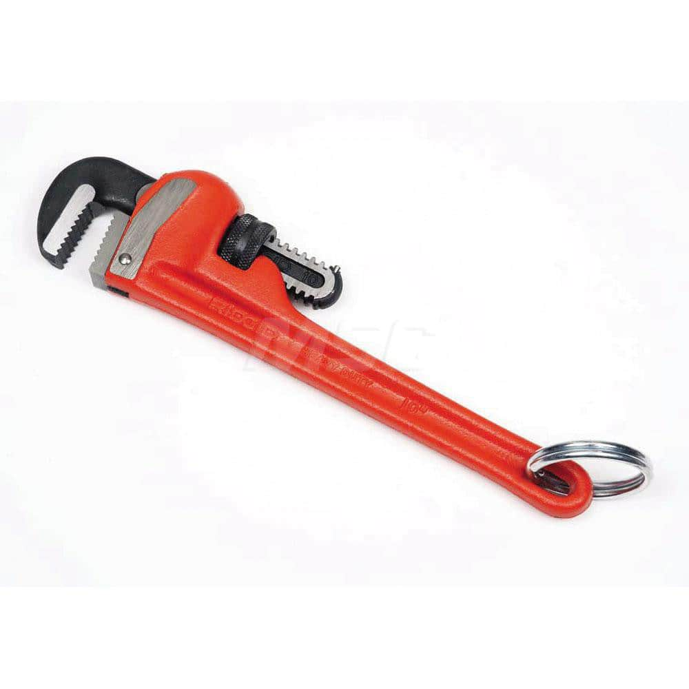 Tethered Pipe Wrench: 10″ OAL, Cast Iron 1-1/2″ Max Pipe Capacity