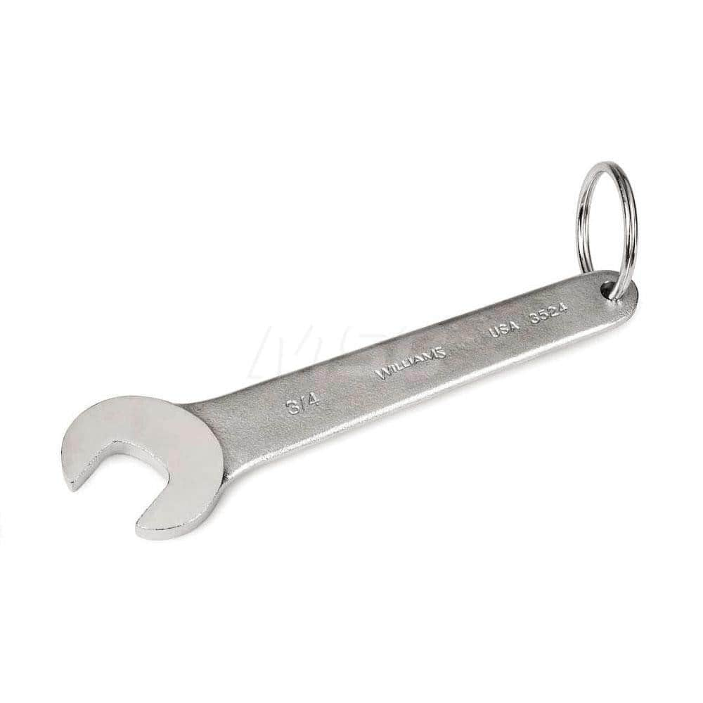 Tethered, Service & Open End Wrench: Open End Head, 1-1/4″ 7″ OAL, Steel, Chrome-Plated