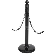 Free Standing Barrier Post: 40″ High, 2″ Dia, Plastic Post Acrylonitrile Butadiene Styrene Plastic Round Base, Black