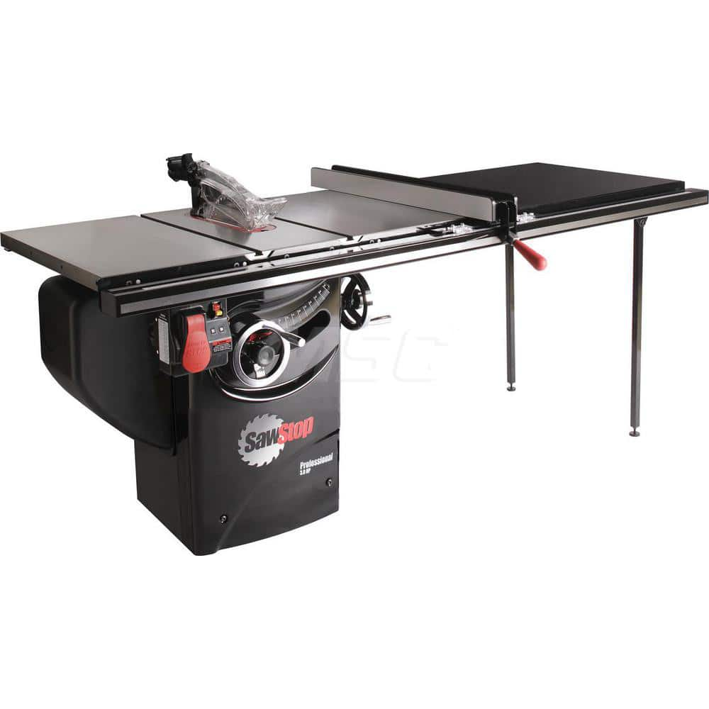 Table Saws; Blade Diameter (Inch): 10; Arbor Diameter (Inch): 5/8; Rip Capacity: 52 in; Maximum Cutting Depth (Inch): 3-1/8; Phase: 1; Horse Power: 3; Table Depth: 27 in; Maximum Speed: 4000 RPM; Amperage: 13; Voltage: 230; Maximum Rip to Left of Blade (I