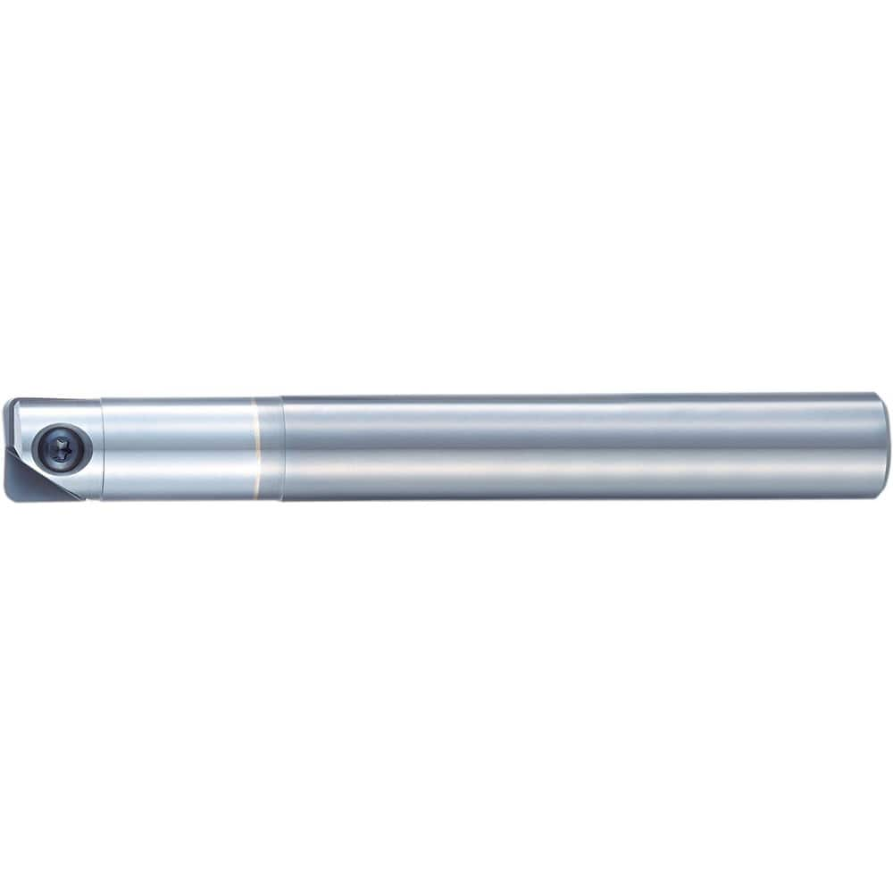 Indexable High-Feed End Mill: 6 mm Cut Dia, 6 mm Straight Shank Uses 1 PFR Inserts, 15 mm Max Depth, 80 mm OAL