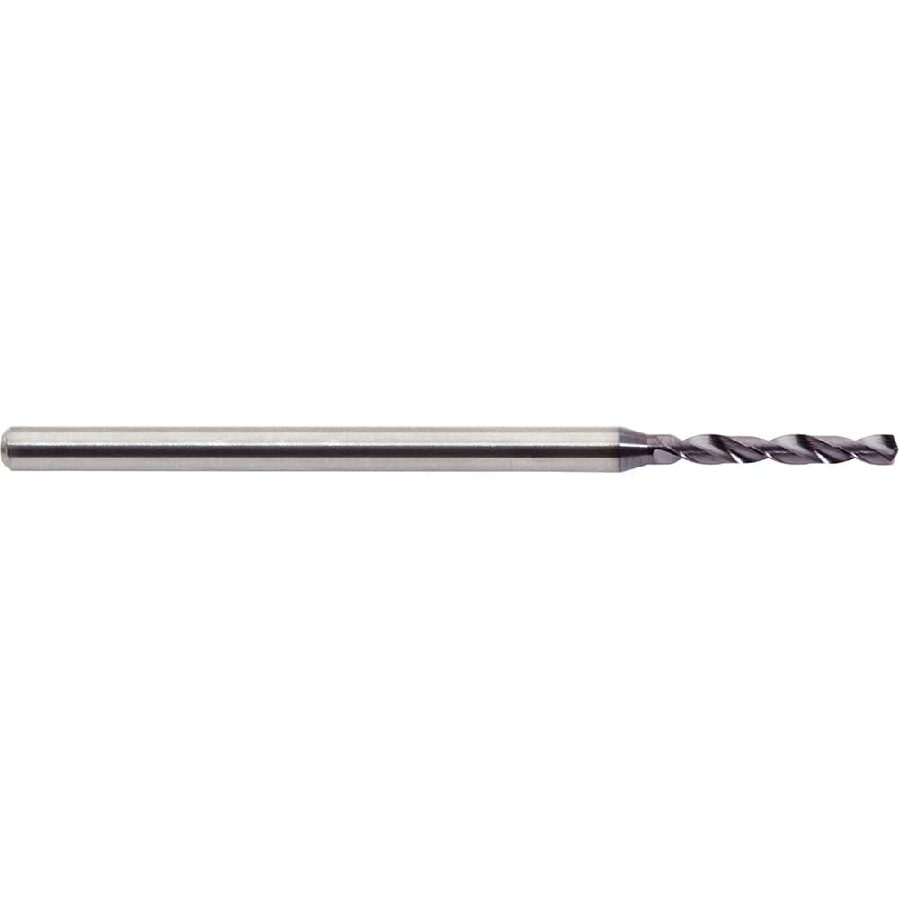 Micro Drill Bit: 0.1004″ Dia, 140 °, Solid Carbide ALtima Finish, RH Cut, Helical Flute, Straight-Cylindrical Shank