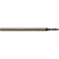 Micro Drill Bit: 0.0748″ Dia, 143 °, Solid Carbide ALtima Finish, RH Cut, Helical Flute, Straight-Cylindrical Shank