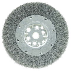 Weiler - Wheel Brushes; Outside Diameter (Inch): 6 ; Arbor Hole Thread Size: 5/8 ; Wire Type: Crimped Wire ; Fill Material: Steel ; Face Width (Inch): 3/4 ; Trim Length (Inch): 1-1/8 - Exact Industrial Supply