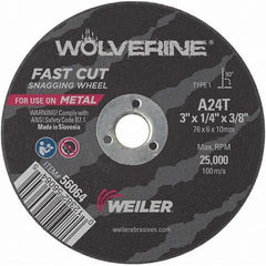 Weiler - 3 x 1/4, 3/8" Hole Aluminum Oxide Cutoff Wheel - Best Tool & Supply