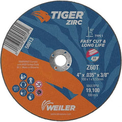 Weiler - 4 x 0.035, 3/8" Hole 60 Grit Zirconia Alumina Cutoff Wheel - Best Tool & Supply