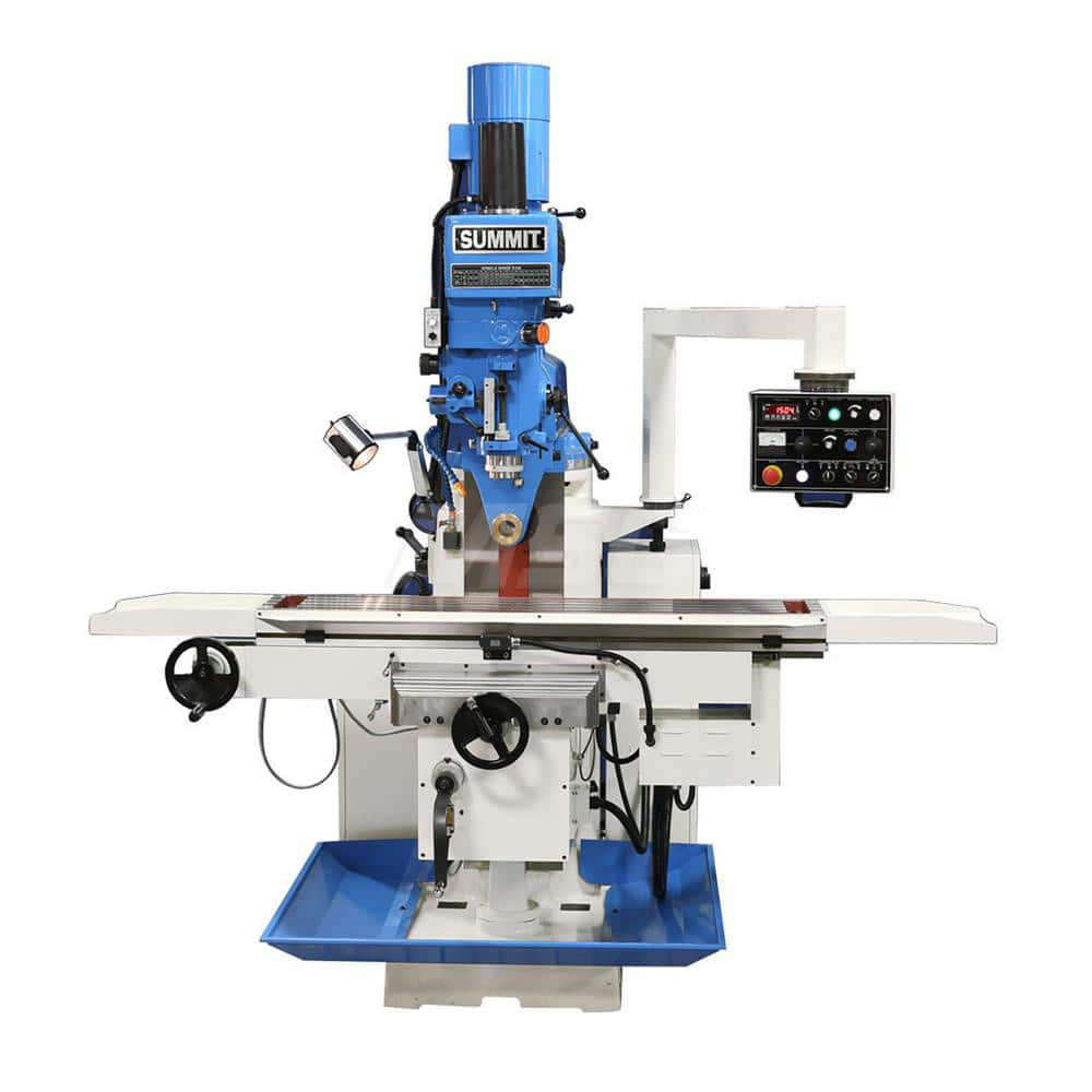 Summit - Knee Milling Machines; Spindle Speed Control: Electronic Variable Speed ; Table Length (Inch): 60 ; Table Width (Inch): 12 ; Horsepower (HP): 5 ; Phase: 3 ; Voltage: 220/440 - Exact Industrial Supply