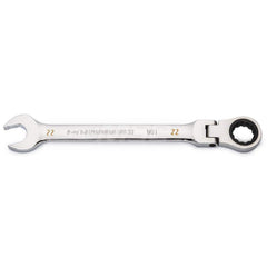 GEARWRENCH - Combination Wrenches; Type: Flex Head ; Tool Type: Ratcheting ; Size (mm): 22 ; Number of Points: 12 ; Finish/Coating: Full Polish Chrome ; Material: Alloy Steel - Exact Industrial Supply