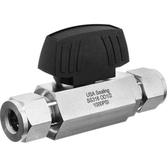 USA Sealing - Instrumentation Ball Valves; Material: Stainless Steel ; Pipe Size: 1/4 (Inch); End Connections: Compression x Compression ; WOG Rating (psi): 1500 ; Handle Type: Wedge ; Style: 2-Way - Exact Industrial Supply