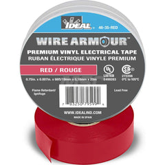 Vinyl Film Electrical Tape: 3/4″ Wide, 66' Long, 7 mil Thick, Red 32 to 221 ° F Operating Temp, 7,500 V/mil, Series 46-35