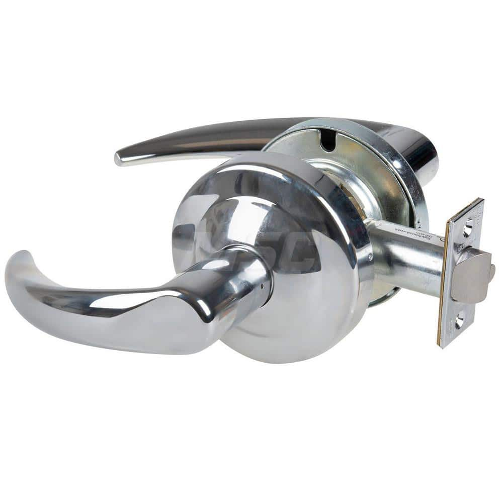 Lever Locksets; Type: Cylindrical Lock; Key Type: Keyless; Strike Type: Curved Lip Strike; Finish/Coating: Bright Chrome; Material: Metal; Material: Metal; Door Thickness: 1.75 in; Backset: 2.75 in; Cylinder Type: No Keyway; Minimum Order Quantity: Metal;