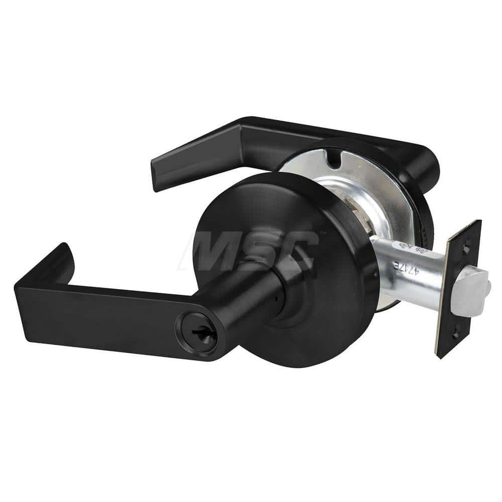 Lever Locksets; Type: Cylindrical Lock; Key Type: Keyed Different; Strike Type: Curved Lip Strike; Finish/Coating: Matte Black; Material: Metal; Material: Metal; Door Thickness: 1.75 in; Backset: 2.75 in; Cylinder Type: Schlage C Keyway; Minimum Order Qua