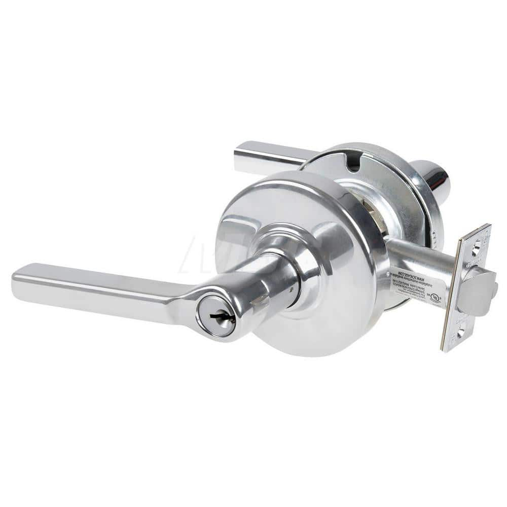 Lever Locksets; Type: Cylindrical Lock; Key Type: Keyed Different; Strike Type: Curved Lip Strike; Finish/Coating: Bright Chrome; Material: Metal; Material: Metal; Door Thickness: 1.75 in; Backset: 2.75 in; Cylinder Type: Schlage C Keyway; Minimum Order Q