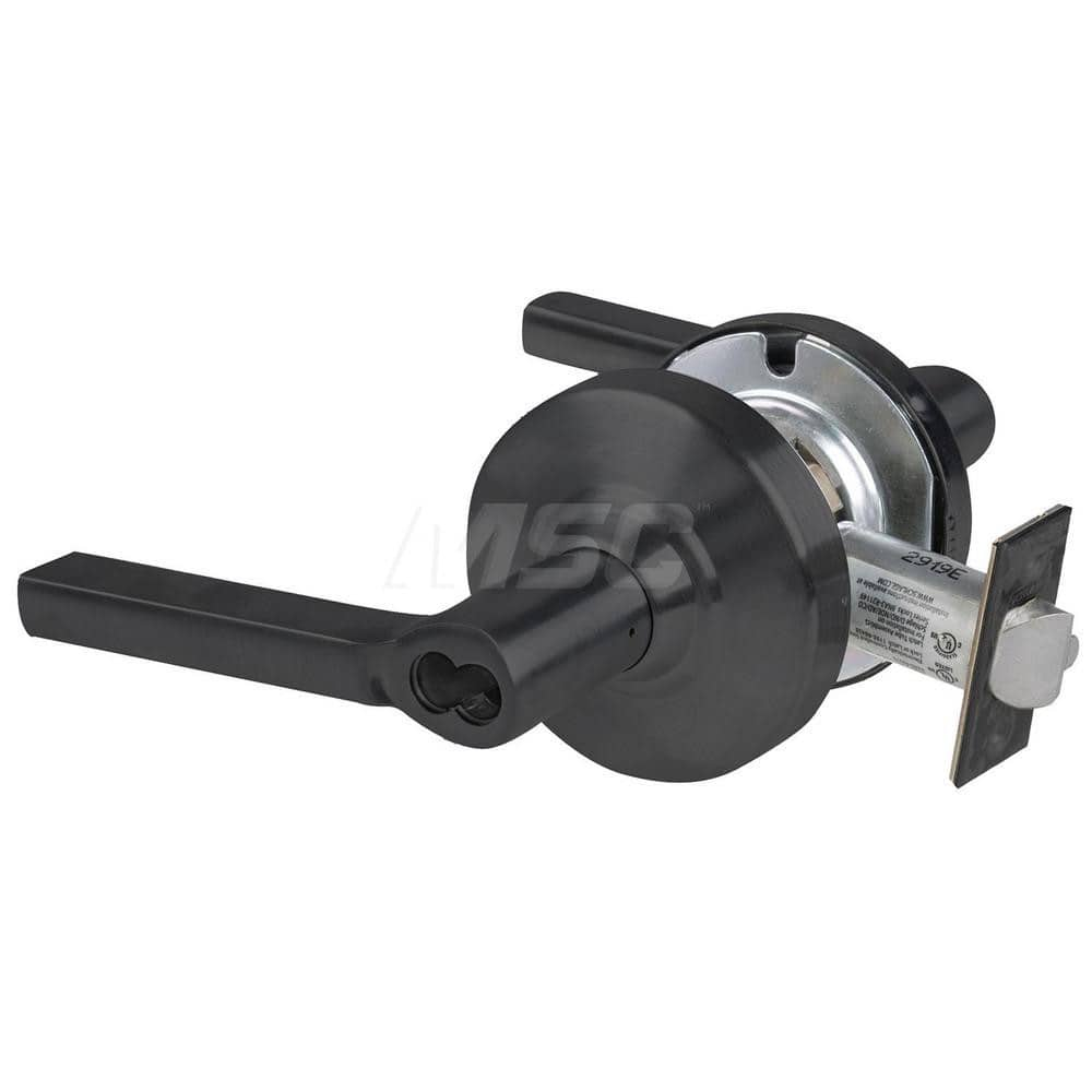 Lever Locksets; Type: Cylindrical Lock; Key Type: Keyless; Strike Type: Curved Lip Strike; Finish/Coating: Matte Black; Material: Metal; Material: Metal; Door Thickness: 1.75 in; Backset: 2.75 in; Cylinder Type: No Keyway; Minimum Order Quantity: Metal; M