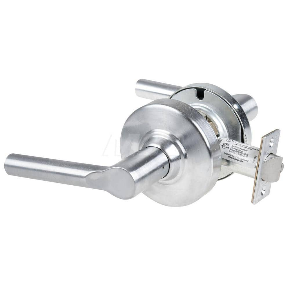 Lever Locksets; Type: Cylindrical Lock; Key Type: Keyless; Strike Type: Curved Lip Strike; Finish/Coating: Satin Chrome; Material: Metal; Material: Metal; Door Thickness: 1.75 in; Backset: 2.75 in; Cylinder Type: No Keyway; Minimum Order Quantity: Metal;