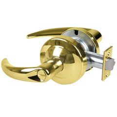 Lever Locksets; Type: Cylindrical Lock; Key Type: Keyless; Strike Type: Curved Lip Strike; Finish/Coating: Bright Brass; Material: Metal; Material: Metal; Door Thickness: 1.75 in; Backset: 2.75 in; Cylinder Type: No Keyway; Minimum Order Quantity: Metal;