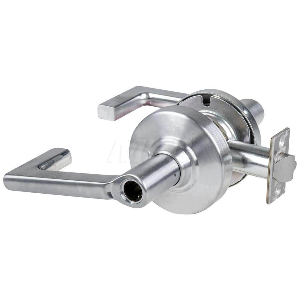 Lever Locksets; Type: Cylindrical Lock; Key Type: Keyless; Strike Type: Curved Lip Strike; Finish/Coating: Satin Chrome; Material: Metal; Material: Metal; Door Thickness: 1.75 in; Backset: 2.75 in; Cylinder Type: No Keyway; Minimum Order Quantity: Metal;