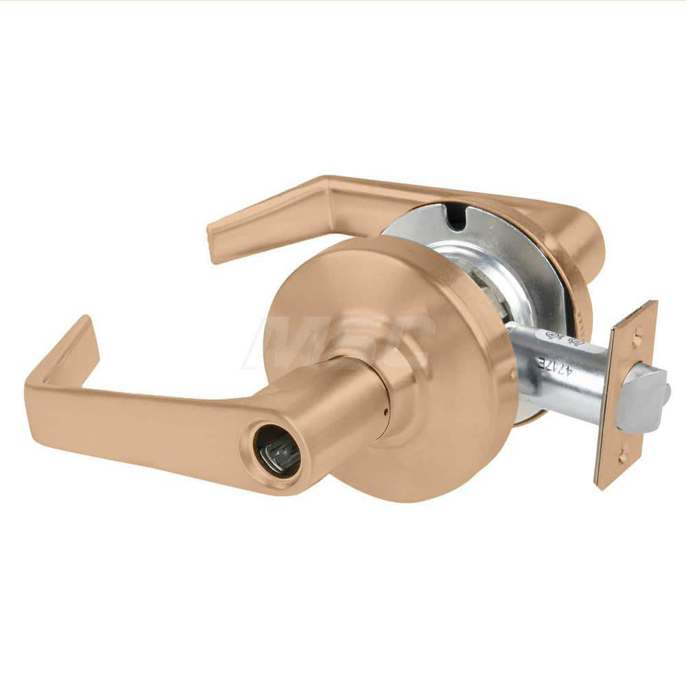 Lever Locksets; Type: Cylindrical Lock; Key Type: Keyless; Strike Type: Curved Lip Strike; Finish/Coating: Satin Bronze; Material: Metal; Material: Metal; Door Thickness: 1.75 in; Backset: 2.75 in; Cylinder Type: No Keyway; Minimum Order Quantity: Metal;