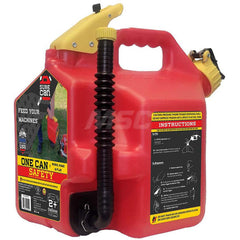 Safety Dispensing Cans; Capacity: 2.2 Gal; Compatible Fluid: Gasoline; Material: Polyethylene; Standards: CARB; Meets Standard Guidelines for OSHA; FM; EPA; MSHA; NFPA; Approval Listing/Regulations: CARB; Meets Standard Guidelines for OSHA; FM; EPA; MSHA;