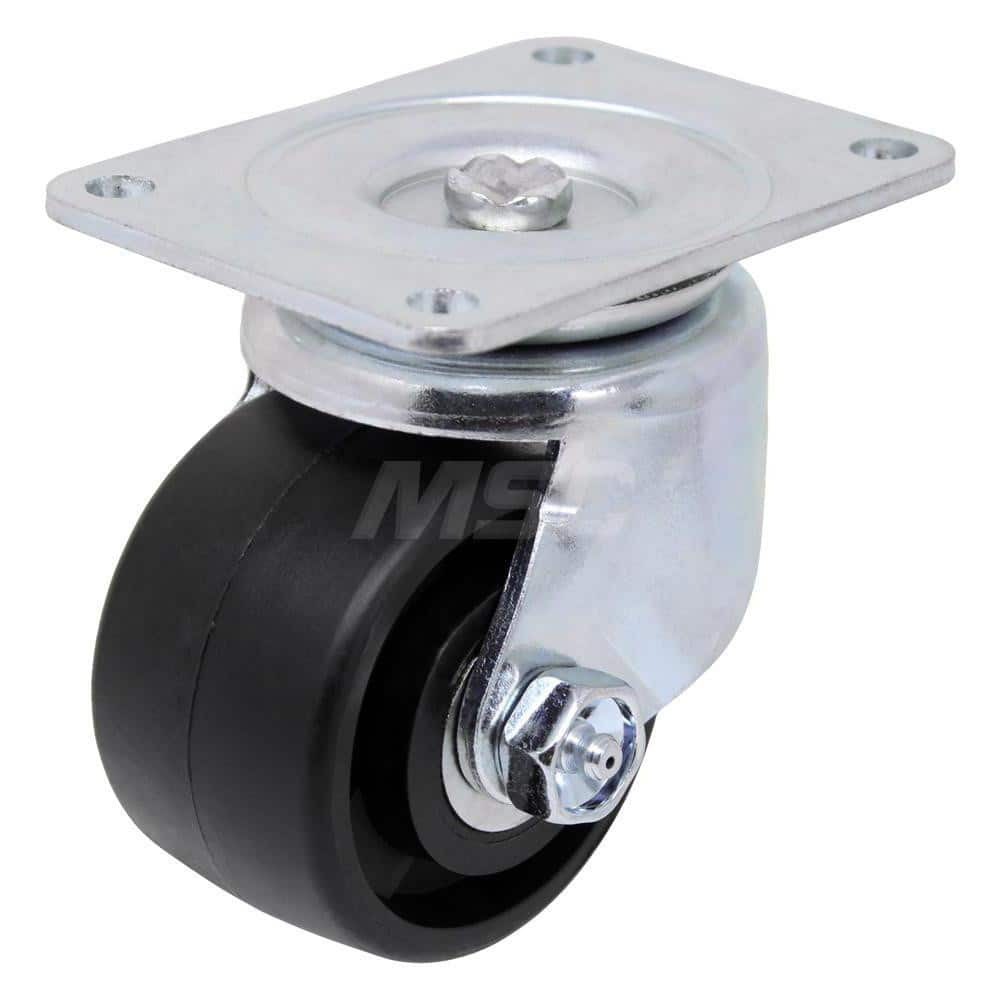 Top Plate Caster: Glass Nylon, 3″ Wheel Dia, 1,100 lb Capacity, 4-1/32″ OAH 4.125″ Plate Length, 3.13″ Plate Width