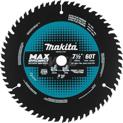 Wet & Dry Cut Saw Blade: 7-1/2″ Dia, 5/8″ Arbor Hole, 0.073″ Kerf Width, 60 Teeth Solid Carbide Teeth, Use on Wood & Plywood, Round Arbor