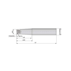 Replaceable Tip Milling Shank: Series VTSD, 8″ Straight Shank S04 Neck Thread, 5.8″ Neck Dia, Steel