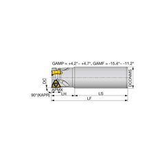 Indexable Square-Shoulder End Mill:  EPTN07M025C25.0R03,  25.0000'' Shank Dia,  Straight Shank Uses  3,  Normal Pressure,  115.00 mm OAL