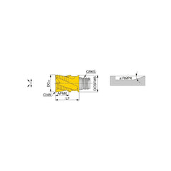 Corner Chamfer End Mill Head: 0.4724″ Dia, 45 °, 4 Flute S08, TiAlN Finish, Helical Flute, Series VEE